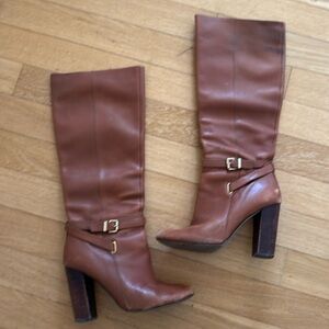 Ava & Aiden - brown tan knee high heel boots - size 7.5